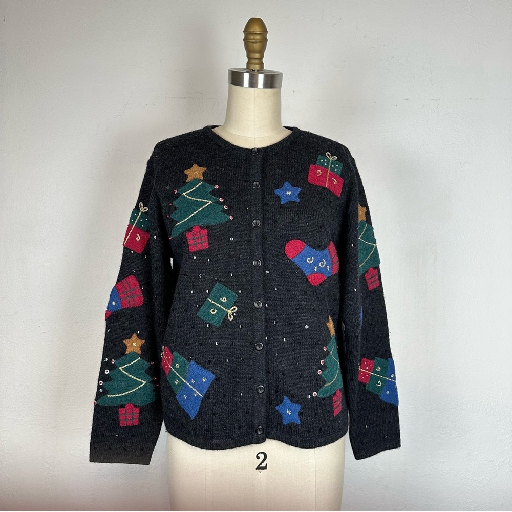 Vintage Christmas Cardigan Sweater Wool Talbots S/P